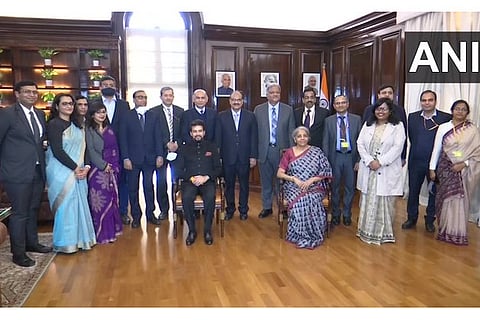 Finance Minister Nirmala Sitharaman with the Budget team