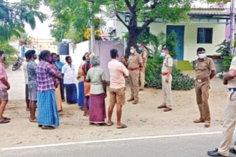 Police and Forest Department staff interacting with members of gypsy community in Coimbatore
