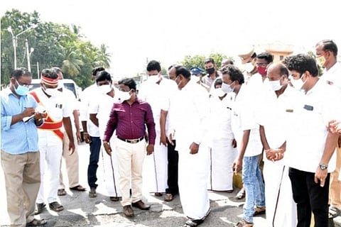Source: Twitter; Minister S Muthusamy on Sunday inspected the work