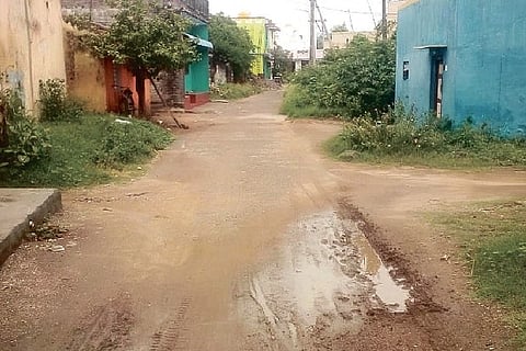 A view of the road in Gandhinagar, in ward 48 of Vellore Corporation, which has no basic facilities