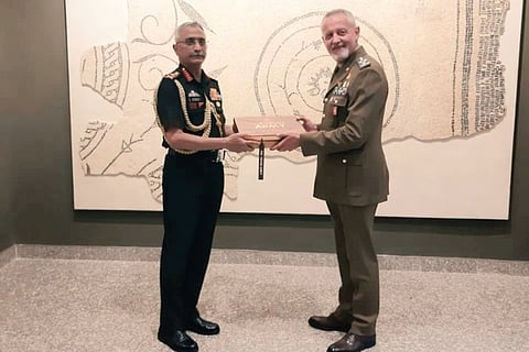 Chief of Army Staff Gen M M Naravane with his Italian counterpart Lt Gen Pietro Serino