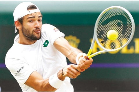 Matteo Berrettini in action in the semi-final fixture