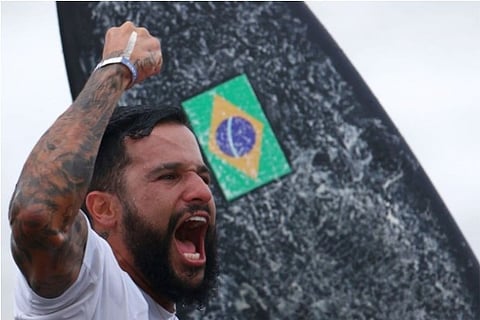 Brazil's Italo Ferreira beams with joy after winning (Credit: Reuters)