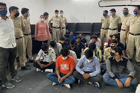 The suspected caught in illegal international call centre raid (ANI)