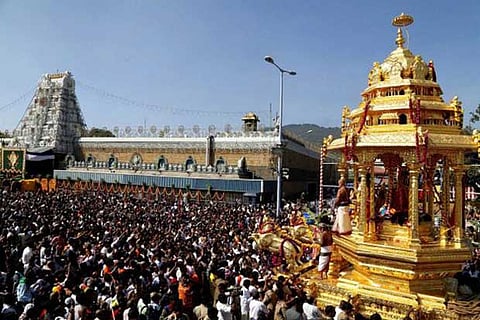 File photo of devotees in Tirupati temple festival.