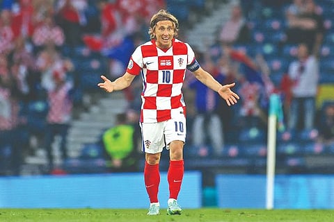 Luka Modric celebrates his goal