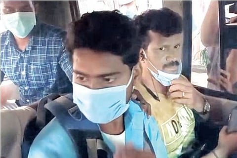 Second accused Virendra Rawat being brought to the city on Sunday