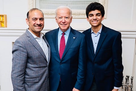 Dilawar Syed and his son with US President Joe Biden (Image courtesy: Twitter/ @dilawar)