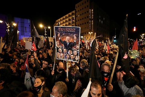 Thousands of Israelis protest against Netanyahu ahead of election
