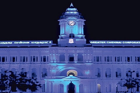 Ripon Building lit up in blue on World Tuberculosis Day