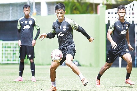 Bengaluru FC captain Sunil Chhetri during a training session