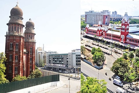 The usually crowded Broadway signal hardly had any vehicles or even pedestrians on Monday