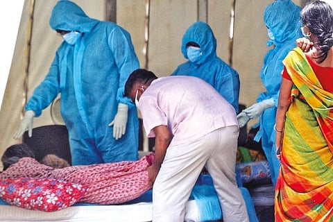 A temporary COVID facility at Omandurar