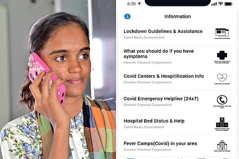 A volunteer with Team Everest NGO, Screenshot of the web app COVID19 Chennai Help