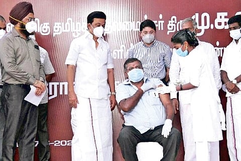 Chief Minister MK Stalin overseeing COVID vaccination drive in his home constituency of Kolathur