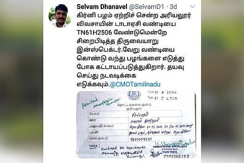 Screengrab of complaint made in Twitter