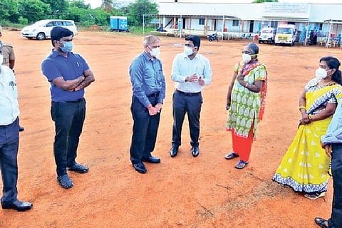 Revenue Secretary Atulya Misra taking stock at High Ground in Tirunelveli on Wednesday