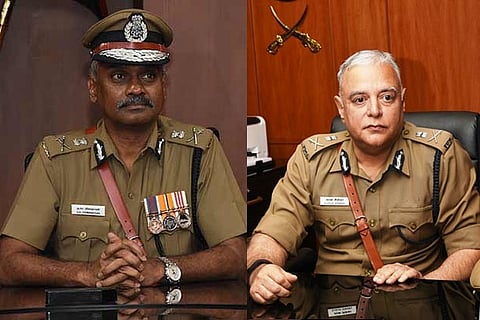 ADGP operations, AK Viswanathan; DGP Karan Singha. File photo