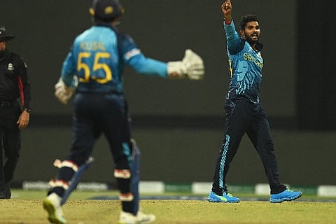 Wanindu Hasaranga bowled an impressive spell. Image Courtesy: Twitter - @T20WorldCup