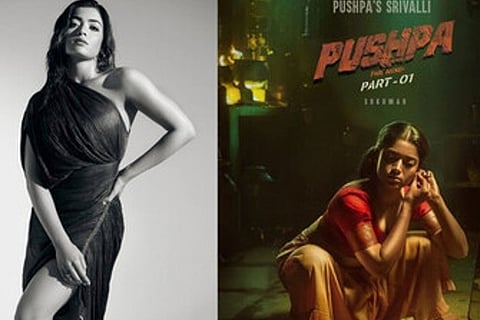 Rashmika Mandanna and Pushpa Poster
