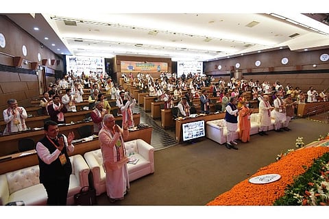 Members at BJP's National Executive Meeting held at NDMC Convention Centre, New Delhi (Twitter)