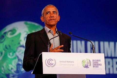 US Former President Barrack Obama delivers a speech on COP26 (Photo: Reuters)