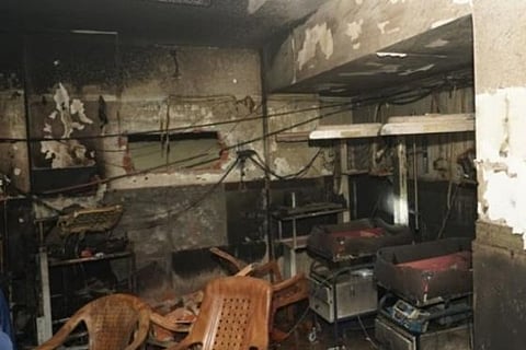 A snap of the fire break out in Paediatric ICU at Bhopal's Kamala Nehru Hospital (Source: Twitter)