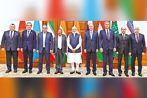 PM Modi poses for a group photo with NSA's of seven nations, in New Delhi, on Wednesday