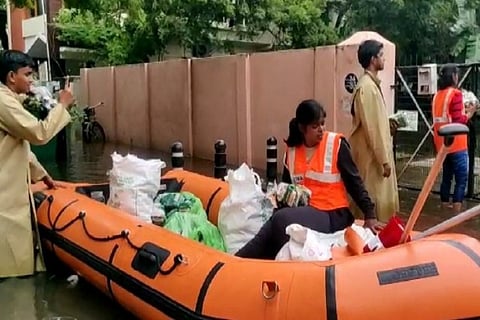 Relief Materials being distributed to Chennai people affected by flood