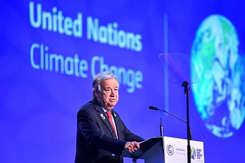 UN Secretary General Antonio Guterres speaks at the UN COP26 (Image credit: Reuters)