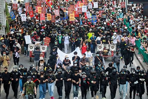 Thai protestors seeking reforms in monarchy.