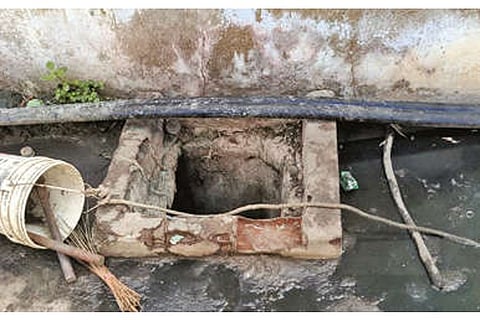 The effluent storage tank at the dyeing unit in Tirupur