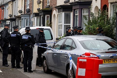 Police at the spot where a few men were arrested following the Women's hospital blast.