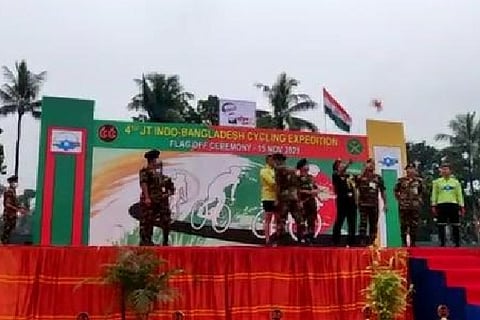 Indo-Bangla joint cycling flagged off. Image Courtesy: Twitter - @ians_india