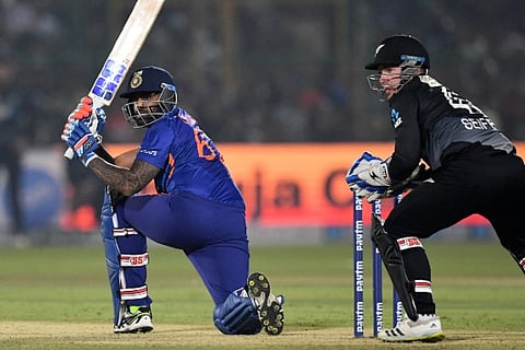 Suryakumar Yadav (left) struck a match-winning half-century in Jaipur on Wednesday