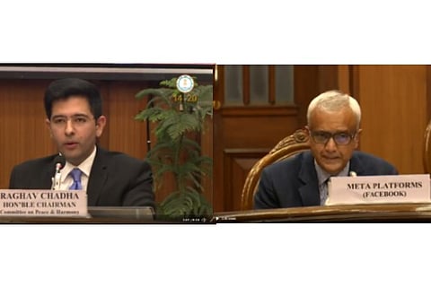 AAP leader Raghav Chaddha And  Shivnath Thukral(Screengrab from video tweeted by @AamAadmiParty)