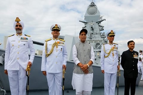 Union Minister Rajnath Singh formal induction of Indigenously developed Ship Visakhapatnam