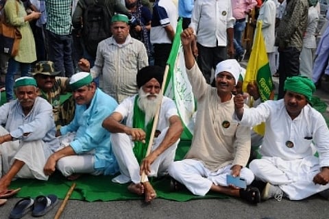 Farmers protest at Singhu border (File Photo)
