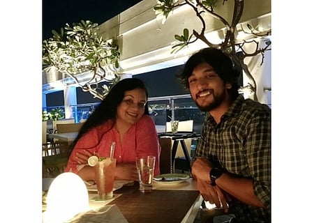 Actor Gautham Karthik with his mother (Image Courtesy: IANS)