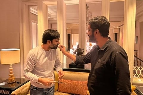 Actor Silambarasan.and Producer Suresh Kamatchi(Image Courtesy: IANS)