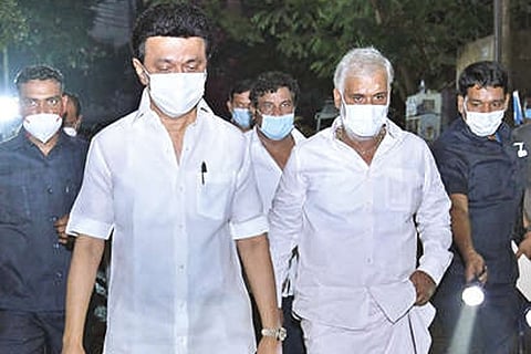 CM Stalin during his visit to flood-hit areas on Monday