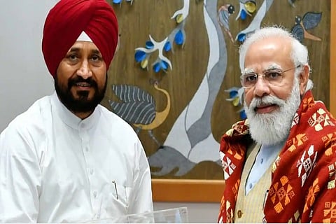 Punjab CM Charanjit Singh Channi with Prime Minister Narendra Modi (Image: Twitter)