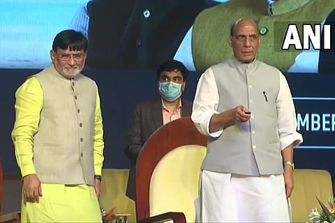 Union Defence Minister Rajnath Singh with Lakshadweep Administrator Praful Patel (Photo: ANI)