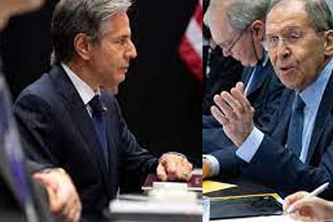 (Left) Antony Blinken; Sergei Lavrov. Image Courtesy: Reuters