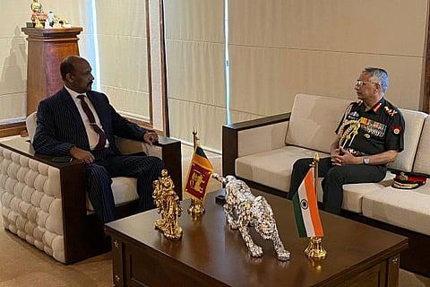 Indian Army chief General Manoj Mukund Naravane and his Sri Lankan counter part General GDH Kamal Gunaratne