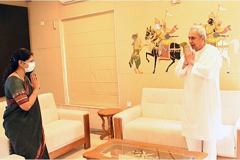 DMK MP Kanimozhi and Odisha CM Naveen Patnaik (Image:  Twitter/ @KanimozhiDMK)