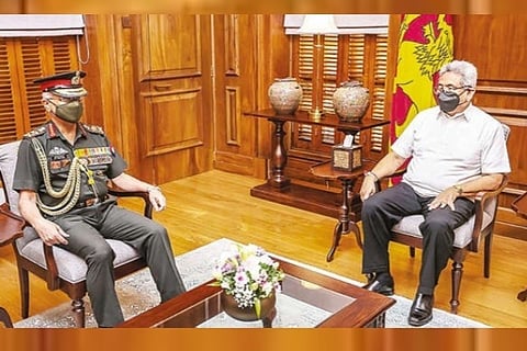 Chief of the Army Staff of India General MM Naravane meets President of Sri Lanka Gotabaya Rajapaksa