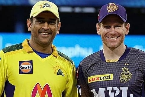 MS Dhoni and Eoin Morgan (Image source: IANS)