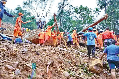 Search and rescue operation by NDRF in full swing at Landslide-hit Idukki on Monday
