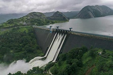 A view of the Idukki Dam as water level continued to rise in Kerala on Friday (Image credit: PTI)